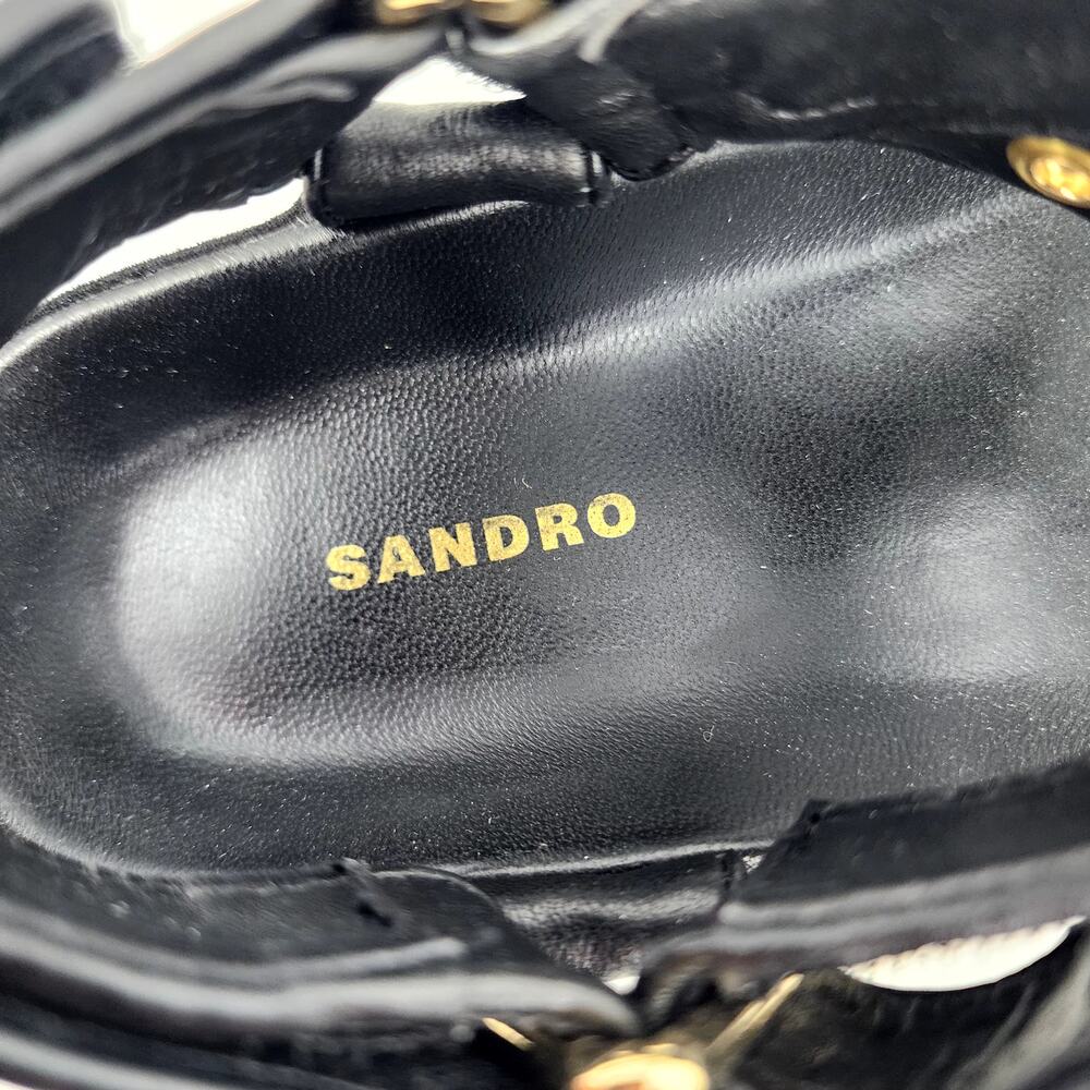 Sandro Paris Rhinestone Hook and Loop Flat Ielda Sandals Noir Size 36/6.5 - Picture 4 of 7